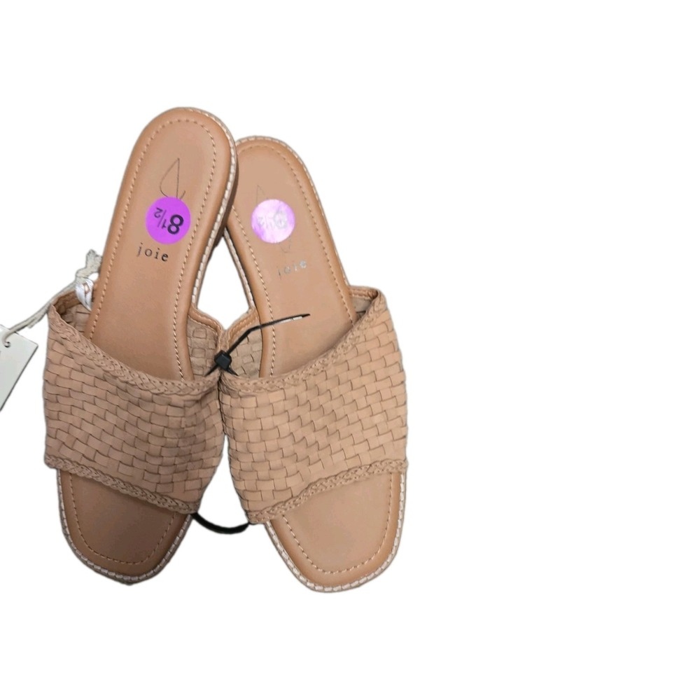 Joie Brown Weaved Leather Sandals Size 8.5 NWT Slides Flat Heel Women's